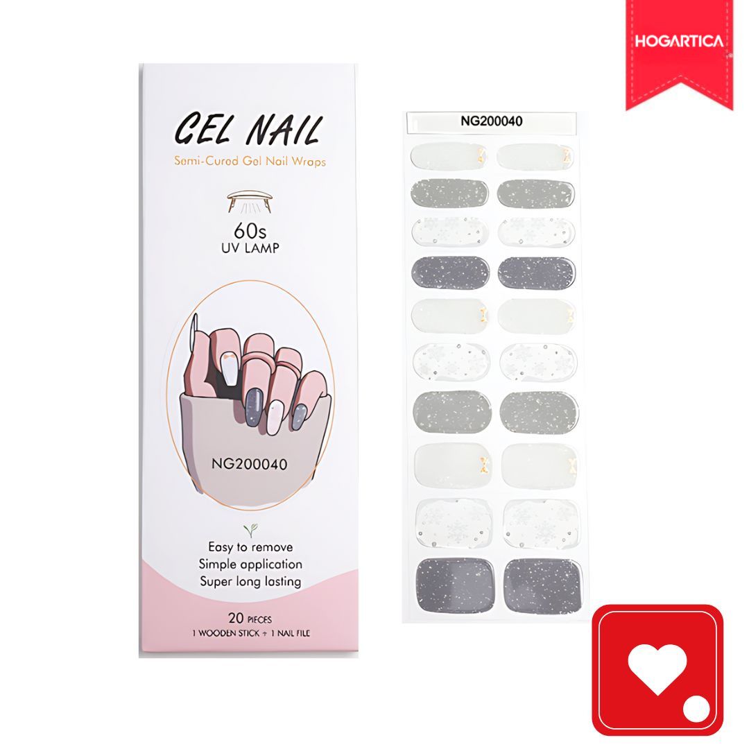 Kit Beautiful Nail Pro® 2 Set de 20 Stickers C/U en Gel+Lampra UV