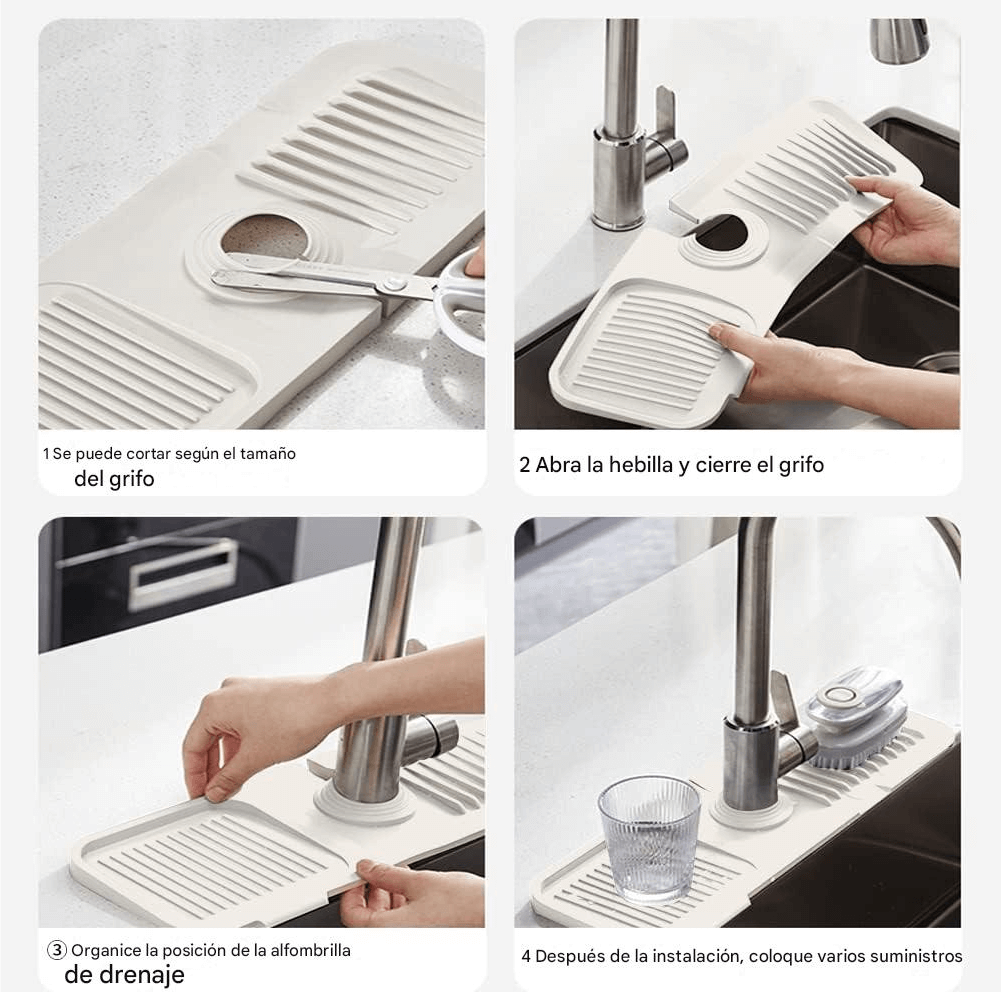 2X1 AquaStop Pro™| Tapete Protector y Escurridor de Grifo