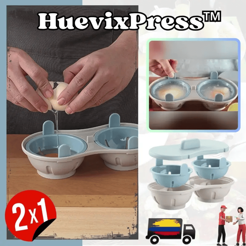 🥚HuevixPress™ X2 - Cocina huevos perfectos en solo 1 minuto… ¡Sin ensuciar nada!
