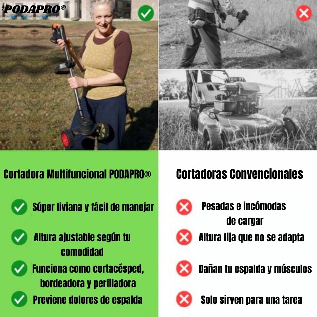 PodaPro® Cortacésped Multiherramienta Inalámbrico 3‑en‑1 – Ligero y Potente