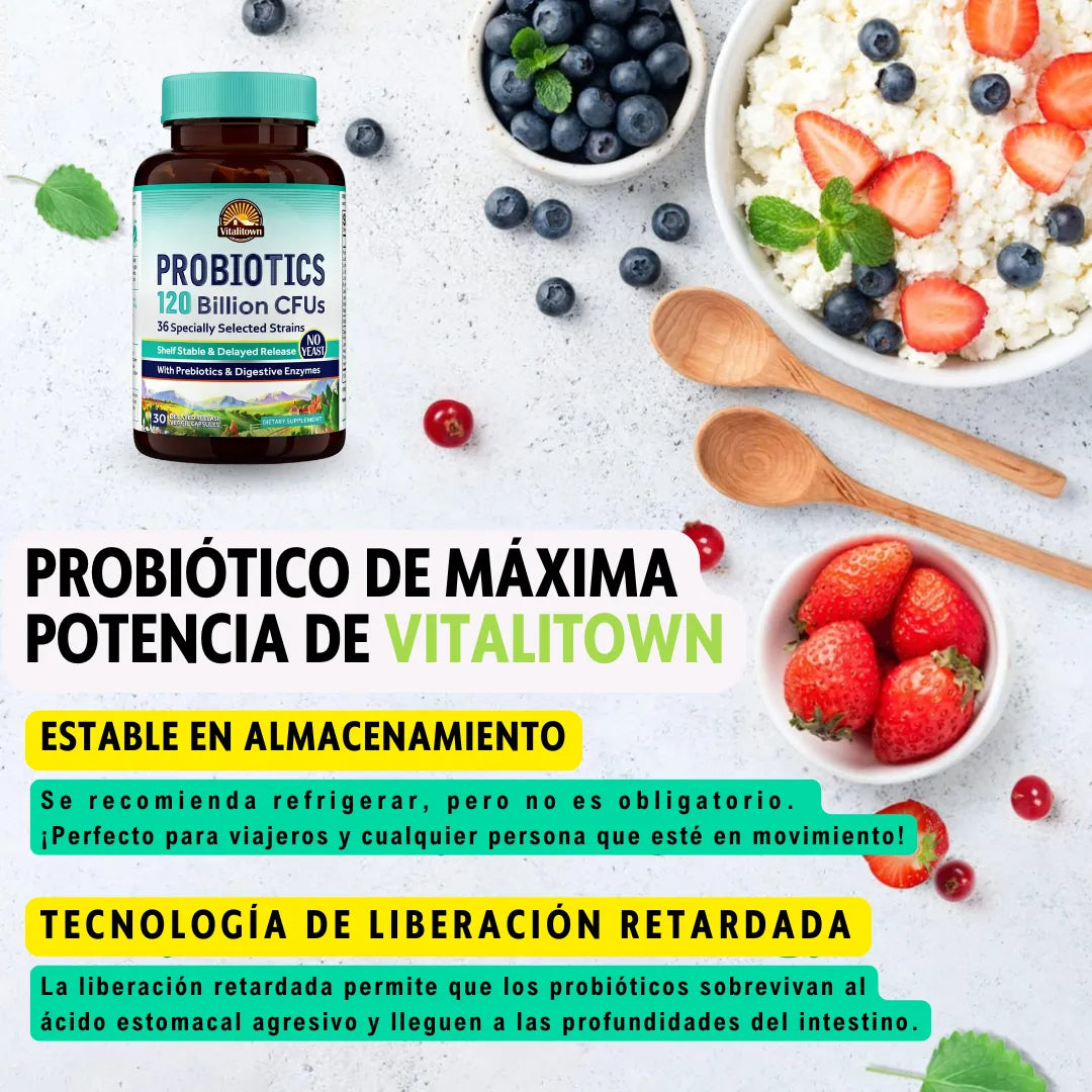 BIO120 PRO™ Probióticos 120 Billones CFUs Cuida tu intestino, mejora tu bienestar