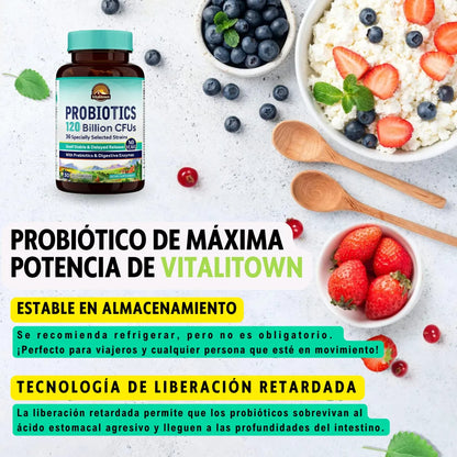 BIO120 PRO™ Probióticos 120 Billones CFUs Cuida tu intestino, mejora tu bienestar