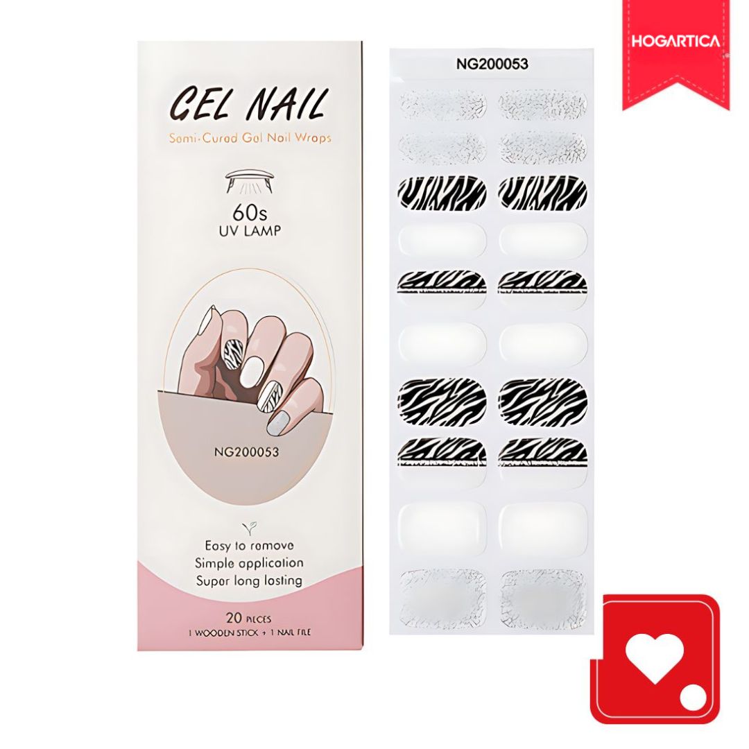 Kit Beautiful Nail Pro® 2 Set de 20 Stickers C/U en Gel+Lampra UV