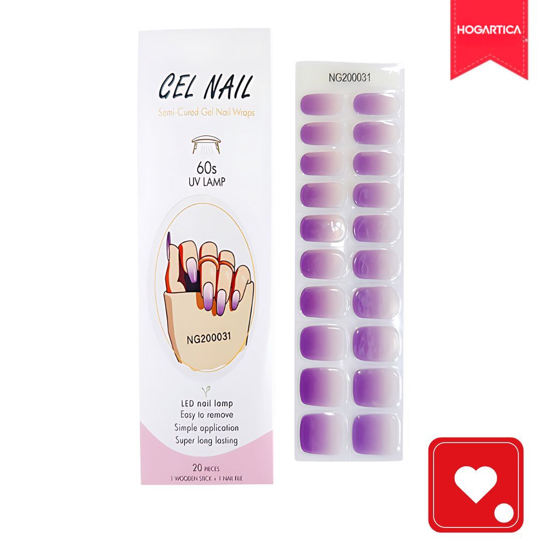 Kit Beautiful Nail Pro® 2 Set de 20 Stickers C/U en Gel+Lampra UV