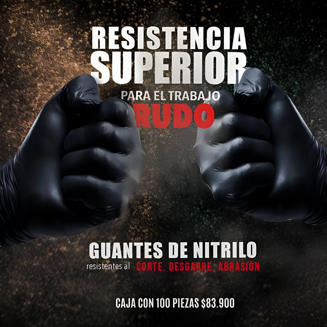 GloveForce™ Guantes de Nitrilo Profesionales texturizados Negros