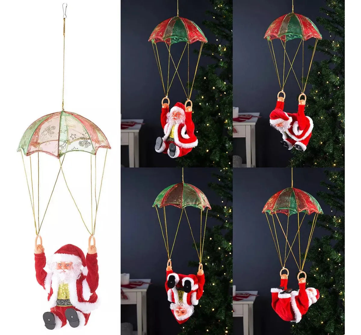 🎅Santa Acrobatico – El adorno que aterriza con alegría🎇con Luces de Regalo 🎁