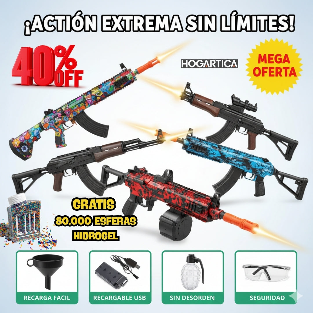Blaster-Gel Xtreme: Acción real, diversión segura (¡Incluye 80.000 bolitas!)🎁