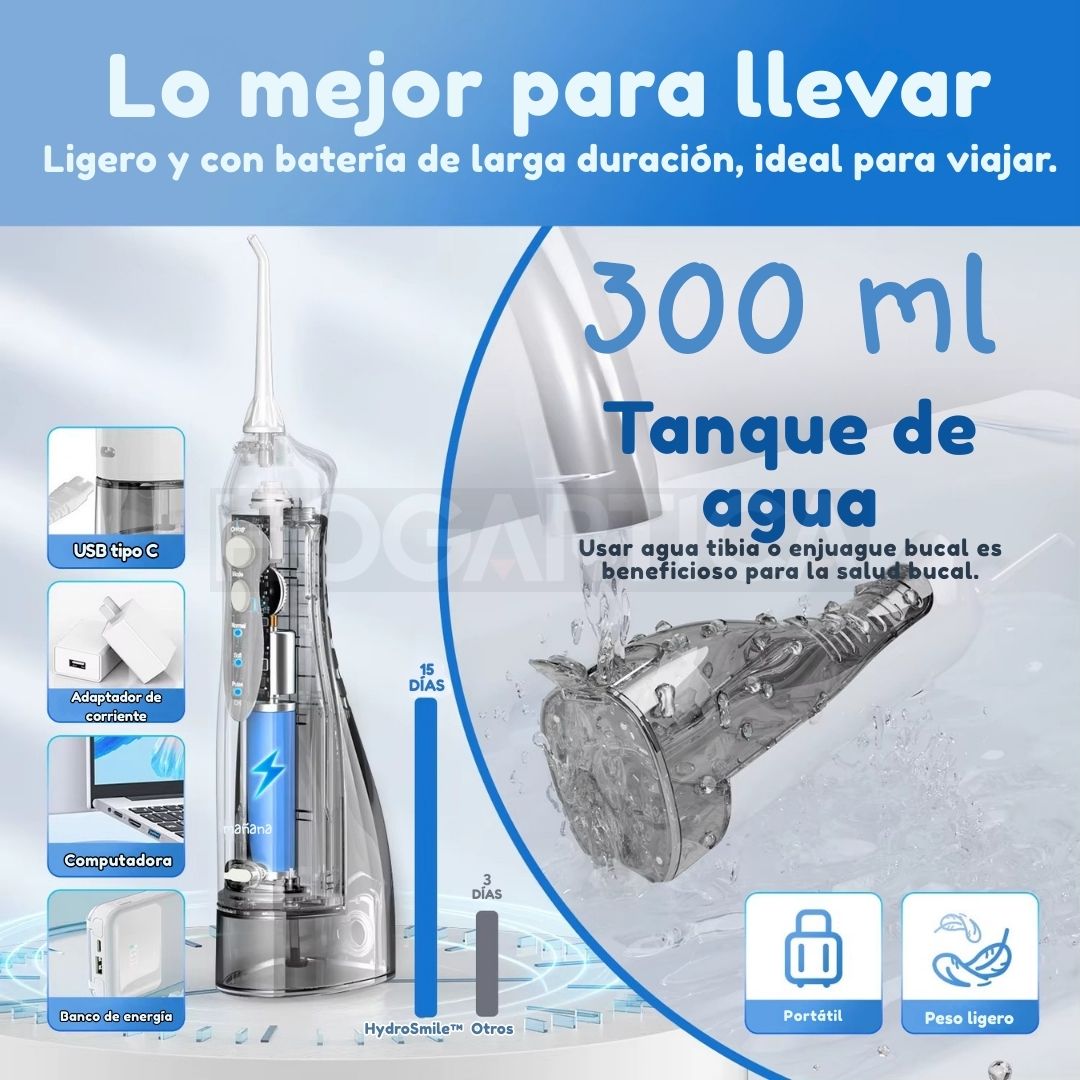 HydroSmile™ | Irrigador Bucal + eBook Exclusivo para una Sonrisa Sana