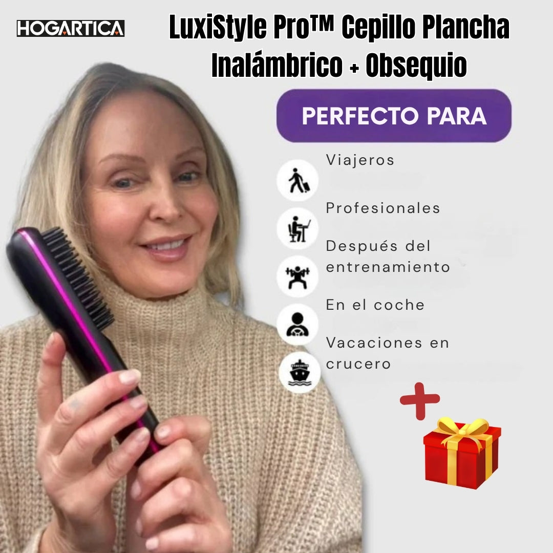 LuxiStyle Pro™ Cepillo Plancha Inalámbrico + Obsequio