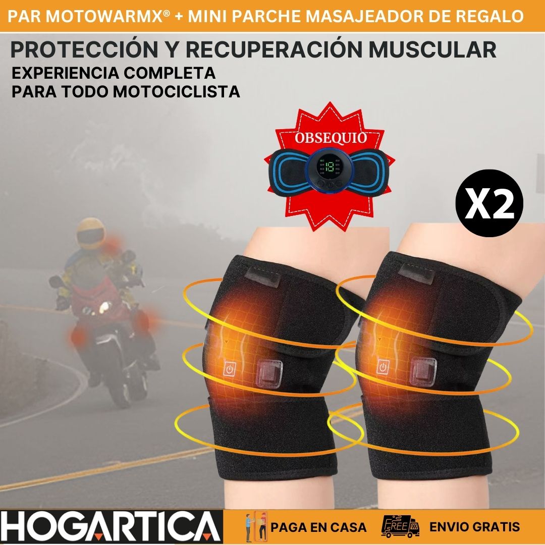 Par MotoWarmX® + Mini Parche Masajeador de Regalo - Calor y Comodidad para Motociclistas en Cada Trayecto