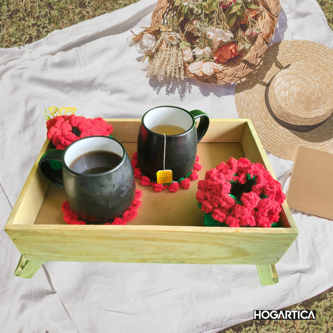 🌼 Portavasos Florales Tejidos - Artesanía y Elegancia para tu Mesa